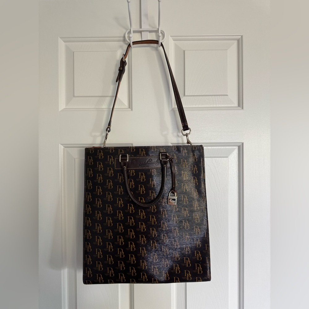 Dooney & Bourke Dark brown and Gold Logo Tote